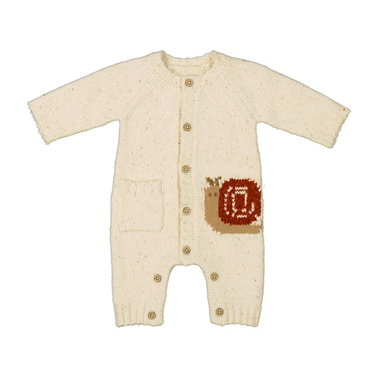 Oat Knit Snail Romper