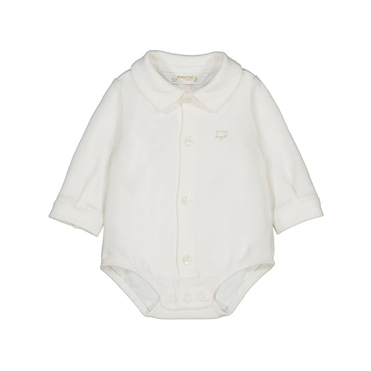 White Collared Button Onesie