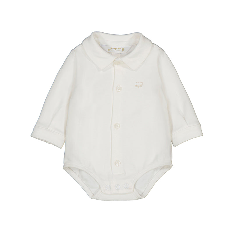 White Collared Button Onesie
