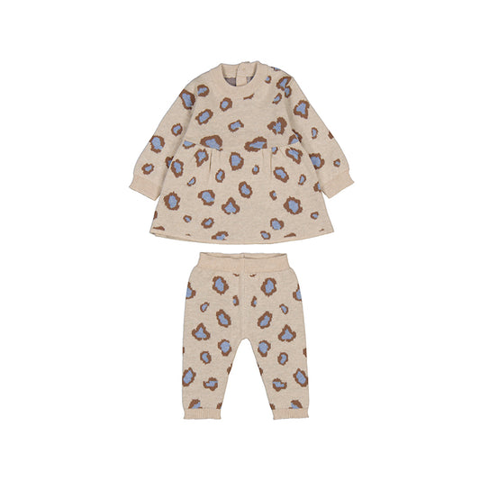 Blue Leopard Print  Knit Set