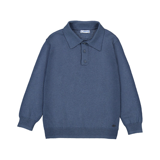 Heathered Steel Polo Sweater