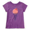 Purple t-shirt with ice cream cone graphic on a white background