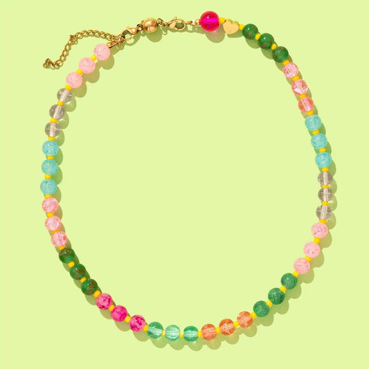 Multi colored bead necklace with magnetic clasp