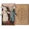 Grandma and Grandpa mice in a cigar box