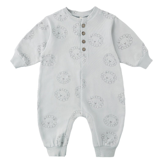 Light blue baby romper with a lion print