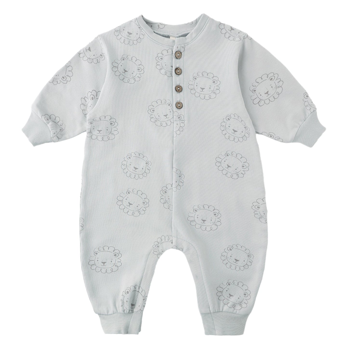 Light blue baby romper with a lion print