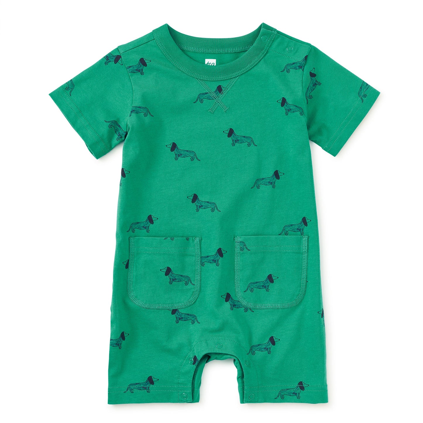 Green romper with dog pattern 