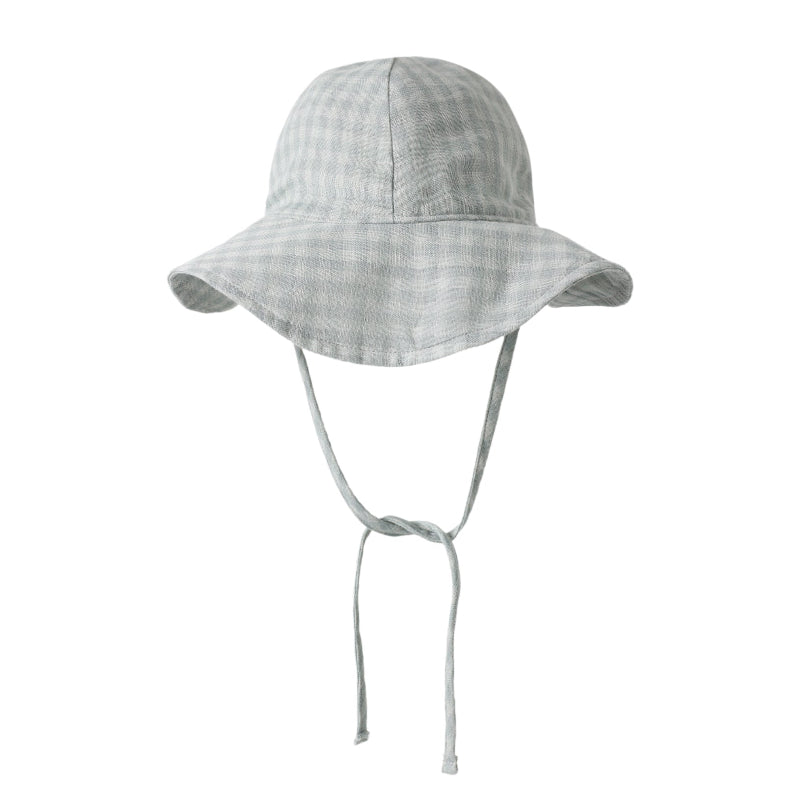 Green Gingham sun hat with a strap 