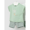 Light green sleeveless top with star pattern and green star embroidered shorts