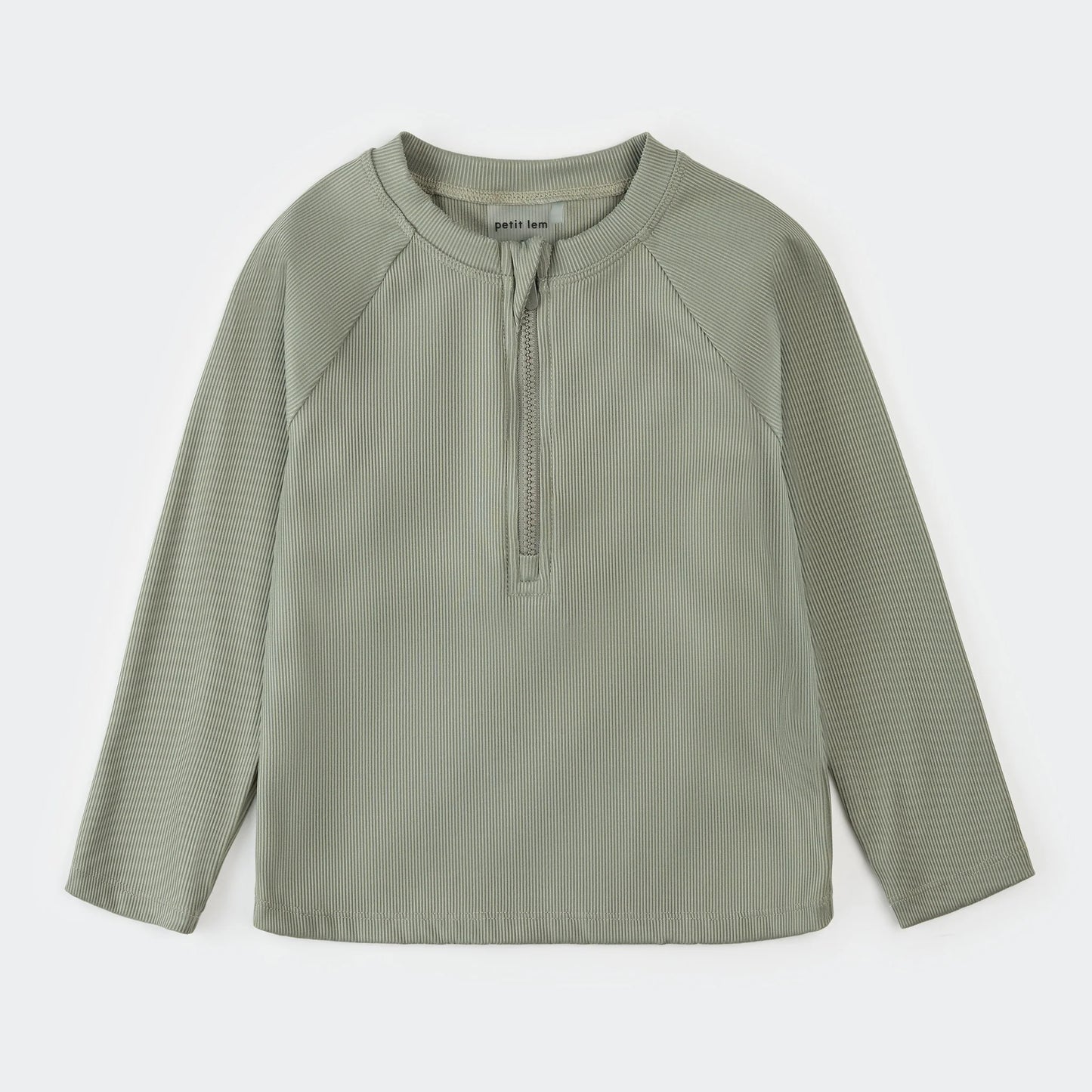 Green ribbed, long sleeve rashguard top