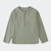 Green ribbed, long sleeve rashguard top