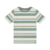Striped t-shirt with green, beige, and white colors 