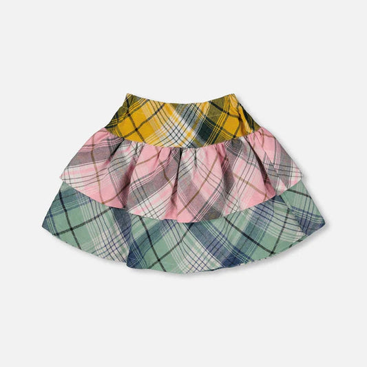 Multicolored plaid skirt on a white background
