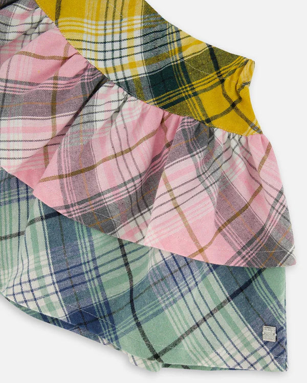 Multicolor Plaid Tiered Skirt