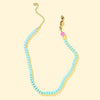 Blue beaded necklace with magnetic clasp