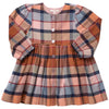 red and blue plaid dress with front buttons