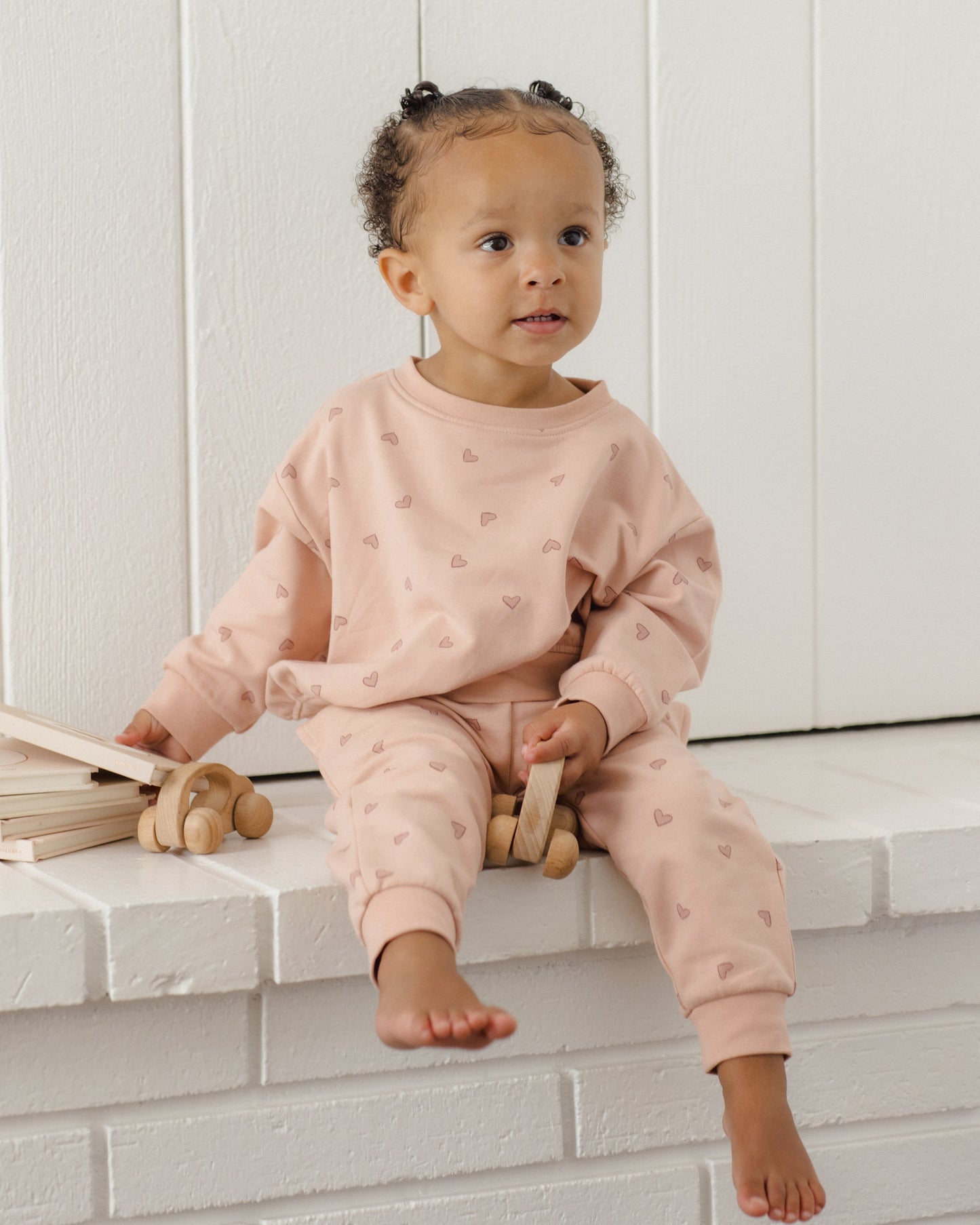 Hearts Sweatshirt styled on baby