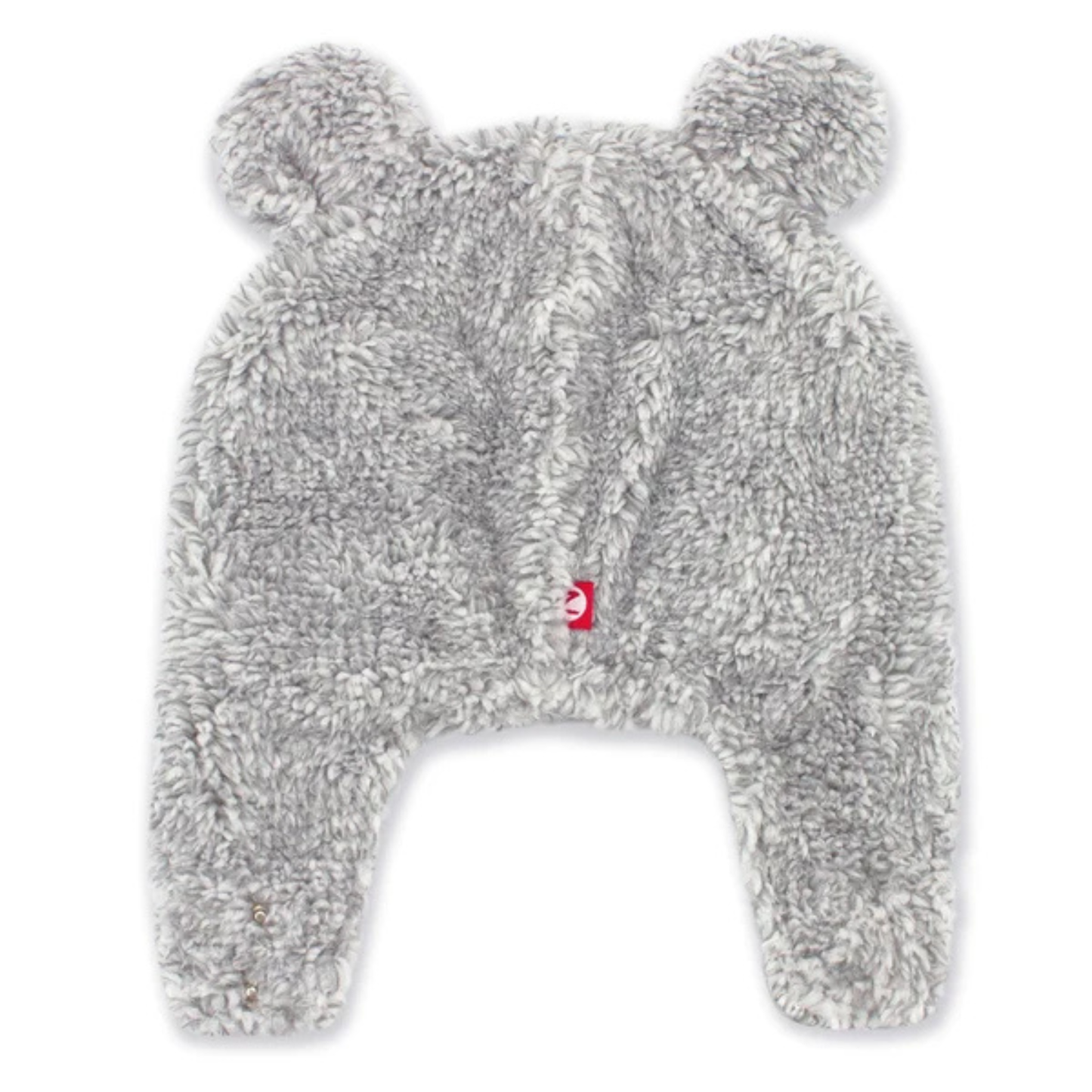 Zutano Heather Gray Furry Bear Hat with Snap Closures