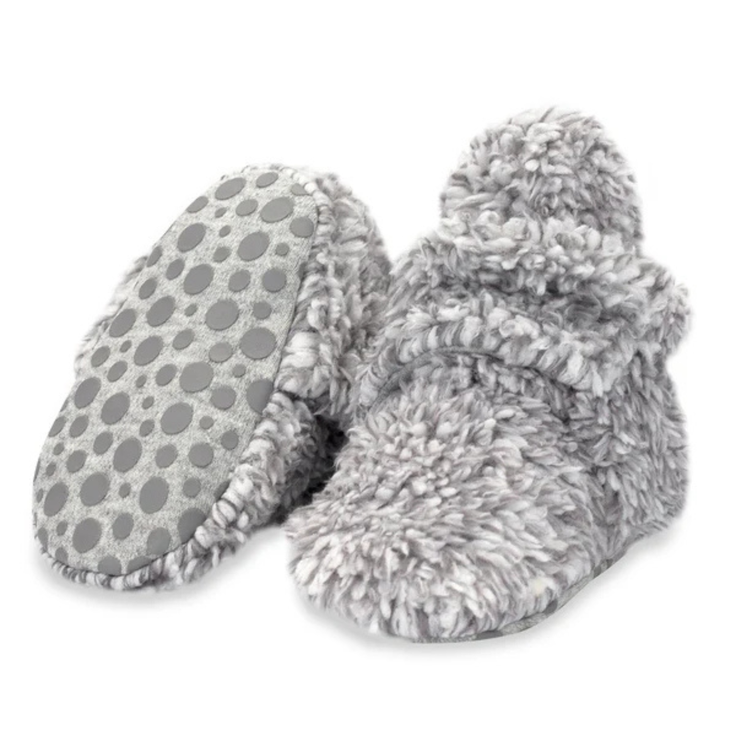Zutano Heather Gray Furry Gripper Baby Booties