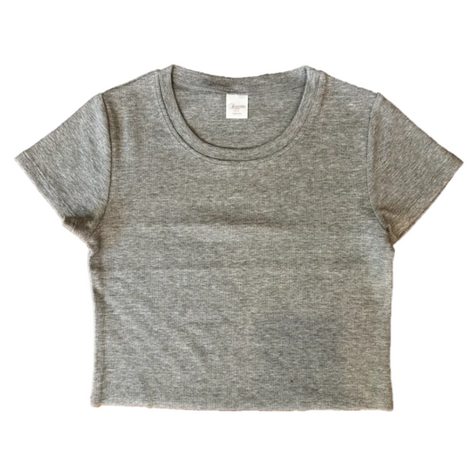 Gray ribbed boxy tee
