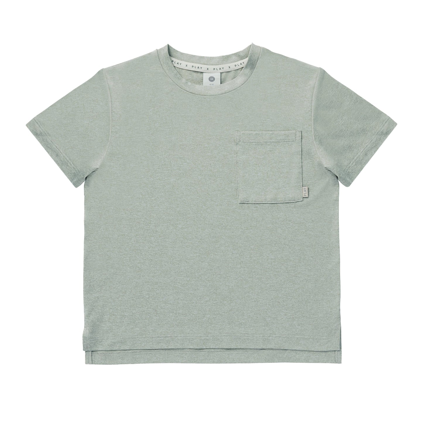 Green t-shirt with a pocket on a white background