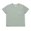 Green t-shirt with a pocket on a white background