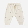 Hedgehog Pant flat lay - Quincy Mae organic cotton drawstring pant, hedgehog print
