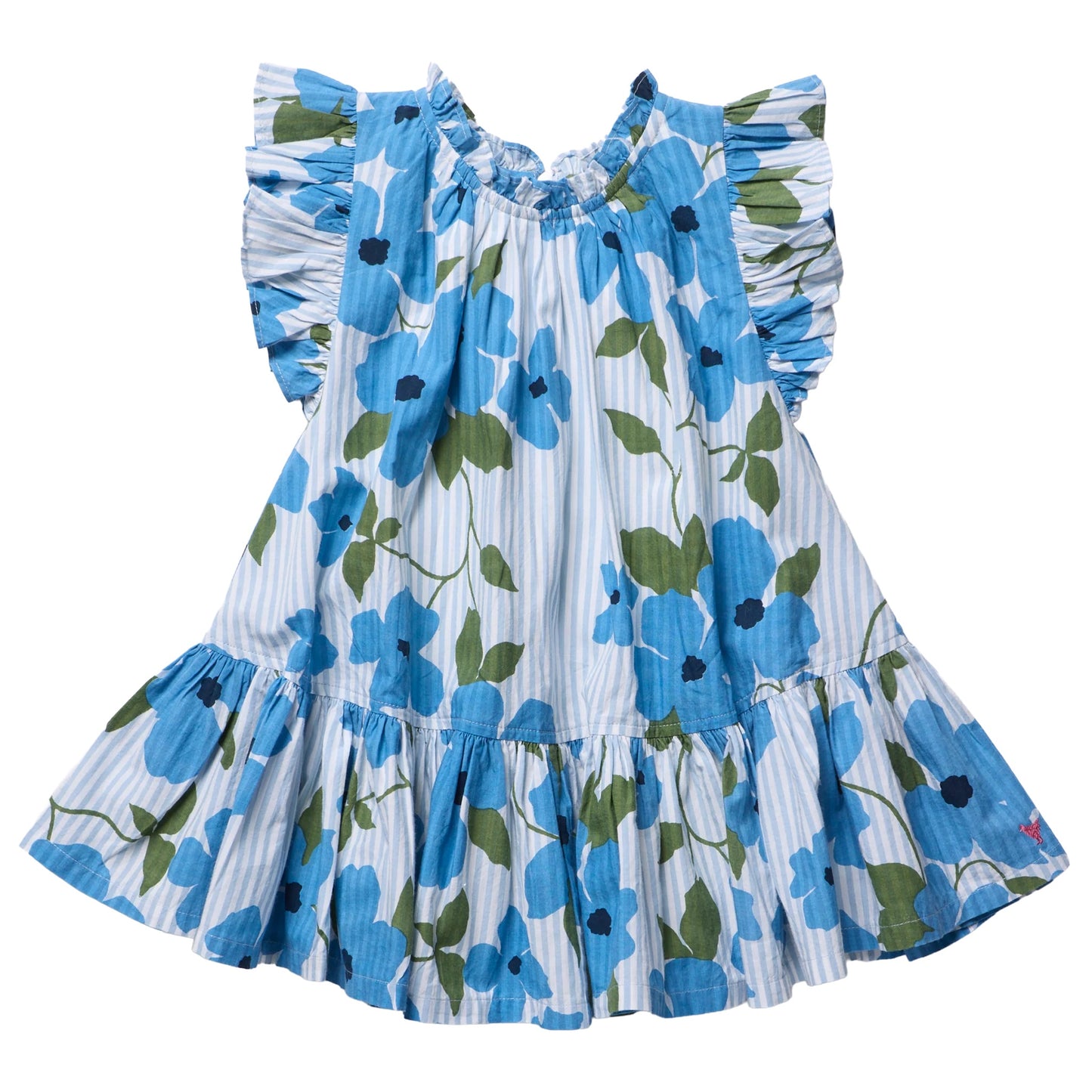 Blue Hibiscus Ruffle Tank Dress