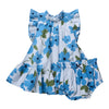 Blue Hibiscus Floral Print Dress with Bloomer