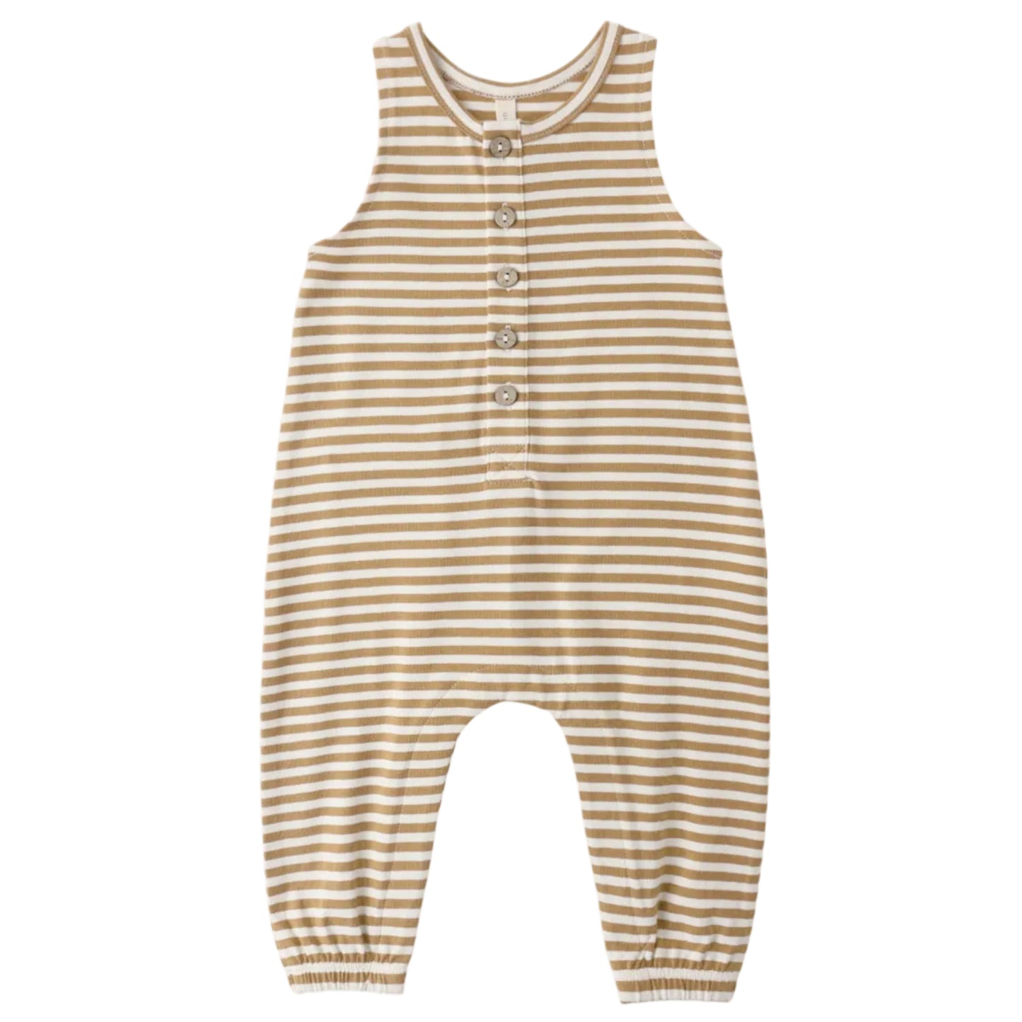 Gold Striped baby romper with button closures