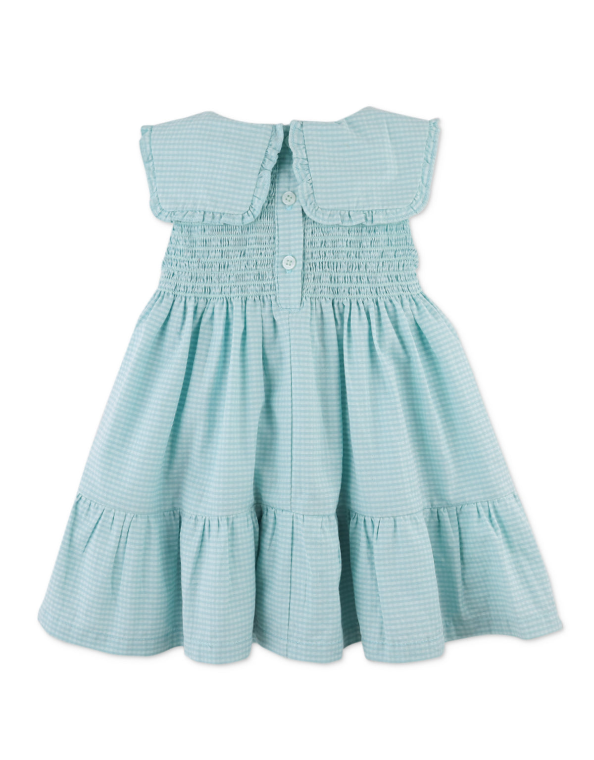 Aqua Gingham Embroidered Dress