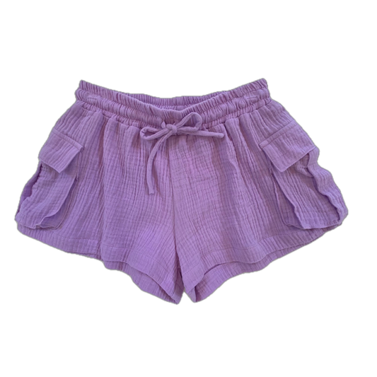 Lavender Solid Cargo Shorts