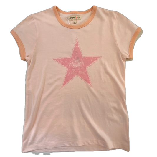 Pink Distressed Star Tee