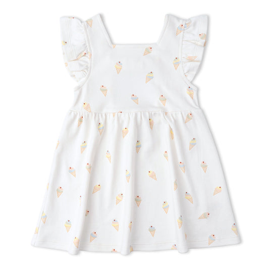White dress with ice cream cone pattern 