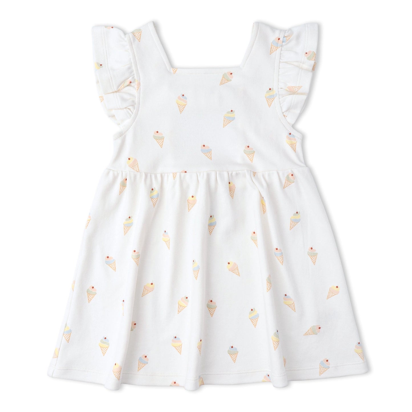 White dress with ice cream cone pattern 