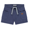 Blue shorts with a striped tie on a white background