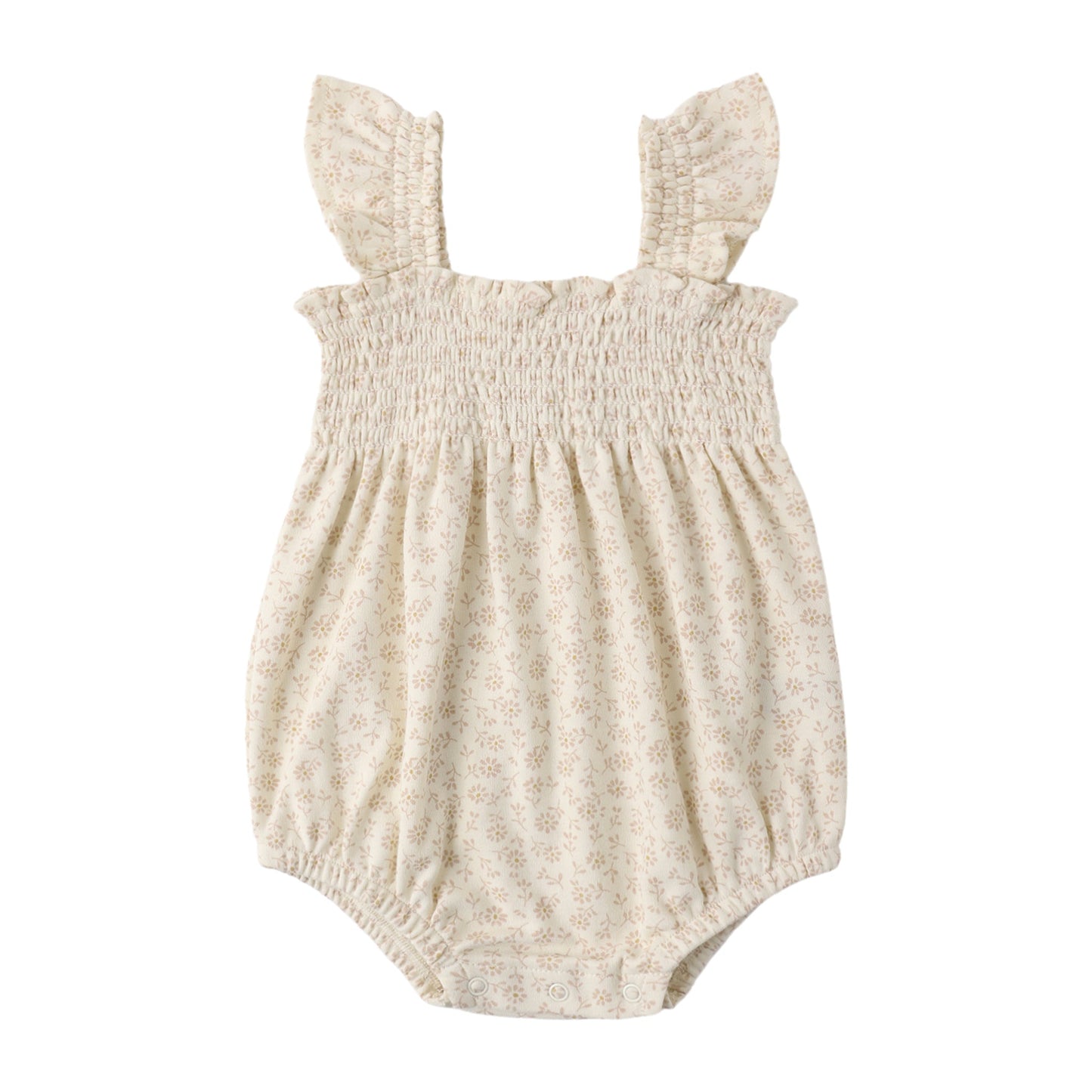 Beige floral baby bubble with ruffled straps