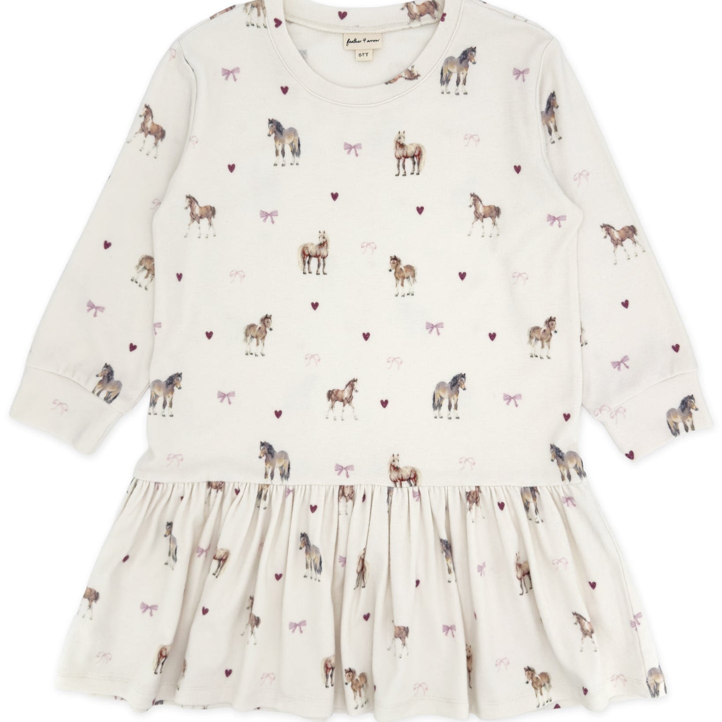 White dress with horse pattern on a white background