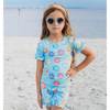 light blue seashell print short sleeve lounge set