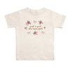 cream girls tee with the text: Just a girl who loves fall with floral decor around the text