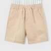 Khaki drawstring linen-blend shorts for boys