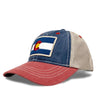 Baseball cap with Colorado flag patch on a white background