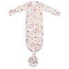 Floral print baby gown with knotted bottom
