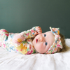 Multicolor floral baby gown with knotted bottom