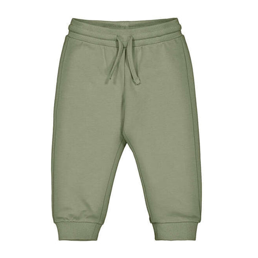 Army green sweatpants with drawstring waist for baby boys