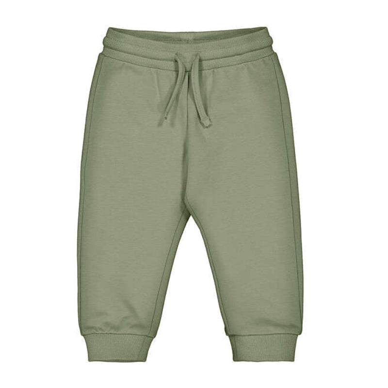 Army green sweatpants with drawstring waist for baby boys