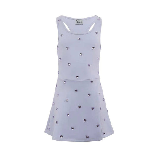 Lavender dress with purple heat crystals