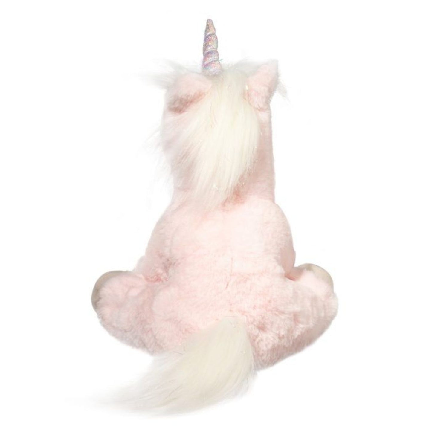 Soft pink unicorn plush with shimmery horn