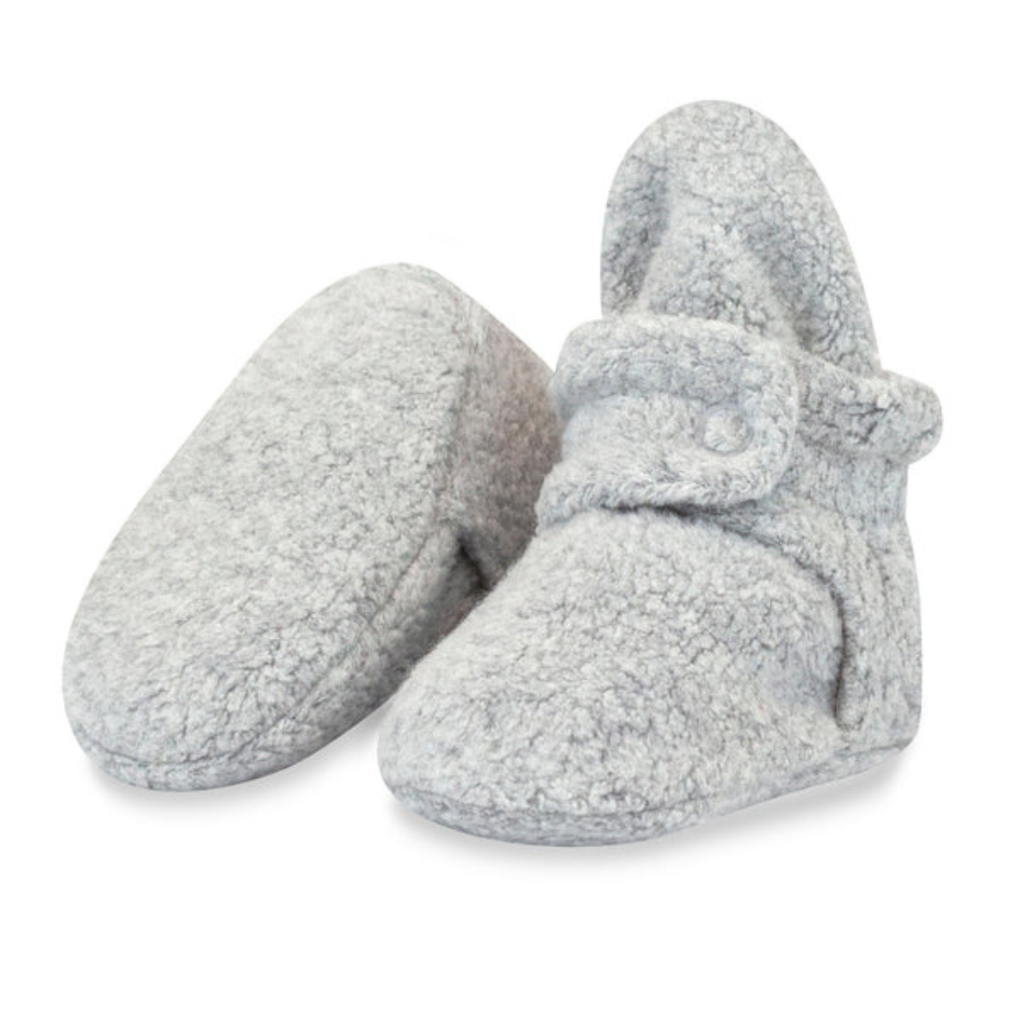 Zutano Light Grey Fleece Baby Booties with Snaps