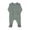 Green baby footie with zip closure